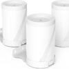 Wall Mount for TP-Link Deco BE63/ BE65/BE10000/BE11000 Mesh Wi-Fi 7 System, Saving Space Aluminum Alloy Wall Hanging Bracket Holder with Cable Storage Rack, Easy Installation (White-3Pack)