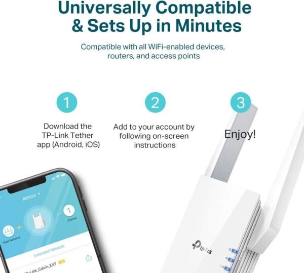 Certified Refurbished TP-Link AX1500 WiFi Extender Internet Booster,OneMesh Compatible(RE505X) (Renewed)