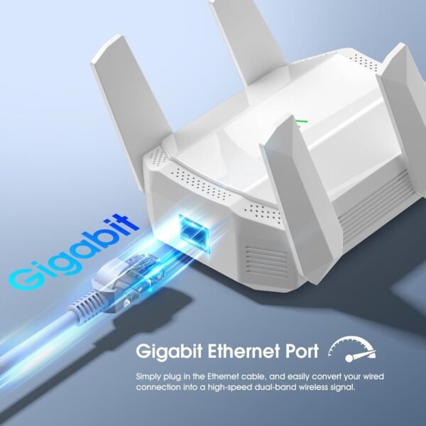 AX3000 WiFi 6 Extender, Dual Band WiFi Extender Signal Booster, Internet Booster with Gigabit Ethernet Port, Covers Up to 12,000sq.ft and 99 Devices, Faster Speed and Easy Setup, White