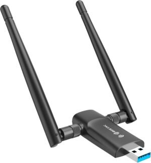 Wireless USB WiFi Adapter for PC - Nineplus 1200Mbps Dual 5Dbi Antennas 5G/2.4G WiFi Adapter for Desktop PC Laptop Windows11/10/8/7/Vista/XP, Wireless Adapter for Desktop Computer Network Adapters