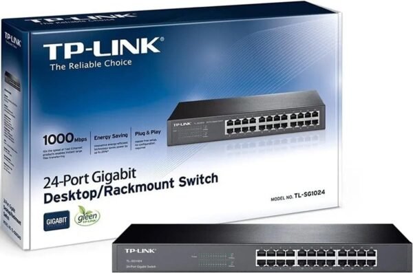 61VhnfUcvwL._AC_SL1500_.jpg TP-Link TL-SG1024 | 24 Port Gigabit Ethernet Switch | Plug and Play | Sturdy Metal w/Shielded Ports | Rackmount | Fanless | 3 Year Manufacturer Warranty | Unmanaged, BLACK