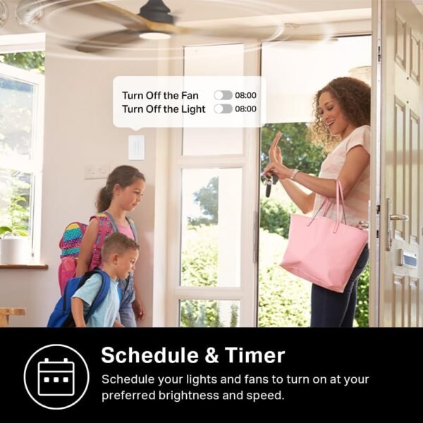 61WFz6lFqSL._AC_SL1000_.jpg Kasa Smart Ceiling Fan Control & Dimmer Switch | Adjustable 4-Speed Fan & Brightness Control | Works w/Apple HomeKit, Alexa & Google Home | 2.4G Wi-Fi Only, Single Pole, Neutral Wire Required | KS240