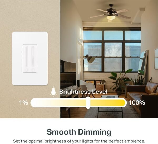 61eEb6STD9L._AC_SL1000_.jpg Kasa Smart Ceiling Fan Control & Dimmer Switch | Adjustable 4-Speed Fan & Brightness Control | Works w/Apple HomeKit, Alexa & Google Home | 2.4G Wi-Fi Only, Single Pole, Neutral Wire Required | KS240