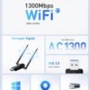 Wireless USB WiFi Adapter for PC - Nineplus 1200Mbps Dual 5Dbi Antennas 5G/2.4G WiFi Adapter for Desktop PC Laptop Windows11/10/8/7/Vista/XP, Wireless Adapter for Desktop Computer Network Adapters