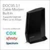 61mUTlKqGfL._AC_SL1200_.jpg NETGEAR Nighthawk Modem Router Combo (CAX30) DOCSIS 3.1 Cable Modem and WiFi 6 Router - AX2700 2.7 Gbps - Compatible with Xfinity, Spectrum, Cox, and More - Gigabit Wireless Internet