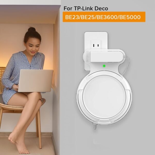 Wall Mount Bracket for TP-Link Deco BE23/BE25/BE3600/BE5000 Mesh WiFi 7 System Network and Power Cord Management Space-Saving TP-Link WiFi 7 Router Wall Mount Bracket (White-3Pack,White)