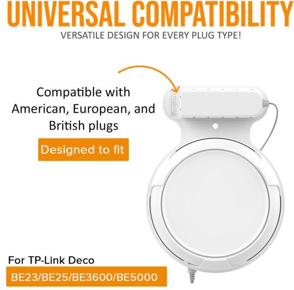 Wall Mount Bracket for TP-Link Deco BE23/BE25/BE3600/BE5000 Mesh WiFi 7 System Network and Power Cord Management Space-Saving TP-Link WiFi 7 Router Wall Mount Bracket (White-3Pack,White)