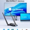 Wireless USB WiFi Adapter for PC - Nineplus 1200Mbps Dual 5Dbi Antennas 5G/2.4G WiFi Adapter for Desktop PC Laptop Windows11/10/8/7/Vista/XP, Wireless Adapter for Desktop Computer Network Adapters