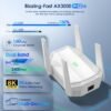 AX3000 WiFi 6 Extender, Dual Band WiFi Extender Signal Booster, Internet Booster with Gigabit Ethernet Port, Covers Up to 12,000sq.ft and 99 Devices, Faster Speed and Easy Setup, White
