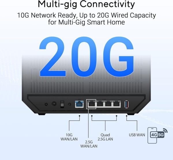 ASUS RT-BE92U BE9700 Tri-Band WiFi 7 Router, Supports New 320MHz Bandwidth & 4096-QAM, MLO, AI WAN Detection, AiMesh Support, Subscription-Free Network Security & Comprehensive VPN Features