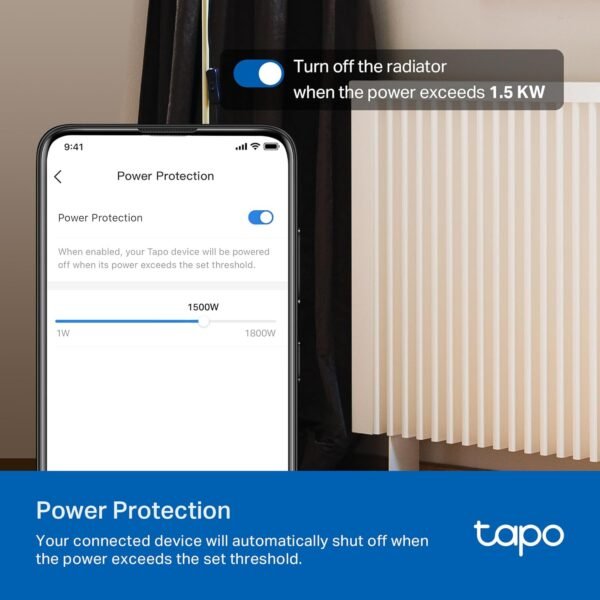 TP-Link Tapo Smart Plug P210M, Wi-Fi in-Wall Outlet, Matter Compatible, Energy Monitoring, 15A/1800W Max, Works with Alexa, Apple Home, Google Home, SmartThings, Voice/Remote Control, ETL Certified