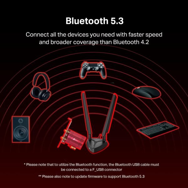 71QlMPE7NaL._AC_SL1500_.jpg TP-Link WiFi 6E Intel AX210 AXE5400 PCIe WiFi Card for PC Archer TXE75E- Tri Band Wireless Adapter for Desktop PC w/Magnetic Base Dual Antenna, Bluetooth 5.3(USB Port), WPA3, MU-MIMO, OFDMA, 802.11ax