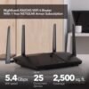 NETGEAR Nighthawk 6-Stream Dual-Band WiFi 6 Router (RAX54S) – Security Features, AX5400 Wireless Speed, Up to 5.4 Gbps, Covers up to 2,500 sq. ft., 25 Devices - 1-Year Armor Subscription Included