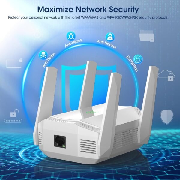 AX3000 WiFi 6 Extender, Dual Band WiFi Extender Signal Booster, Internet Booster with Gigabit Ethernet Port, Covers Up to 12,000sq.ft and 99 Devices, Faster Speed and Easy Setup, White