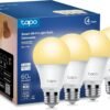 Tapo TP-Link Smart Light Bulbs, 800 Lumens (60W Equivalent), 2700K Tapo TP-Link Smart Light Bulbs, 800 Lumens (60W Equivalent), 2700K Soft Warm White LED Bulb, Dimmable, Compatible with Alexa and Google Home, No Hub Required, A19 E26, L510E (4-Pack)