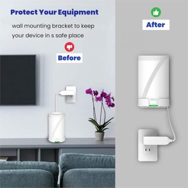 Wall Mount for TP-Link Deco BE63/ BE65/BE10000/BE11000 Mesh Wi-Fi 7 System, Saving Space Aluminum Alloy Wall Hanging Bracket Holder with Cable Storage Rack, Easy Installation (White-3Pack)