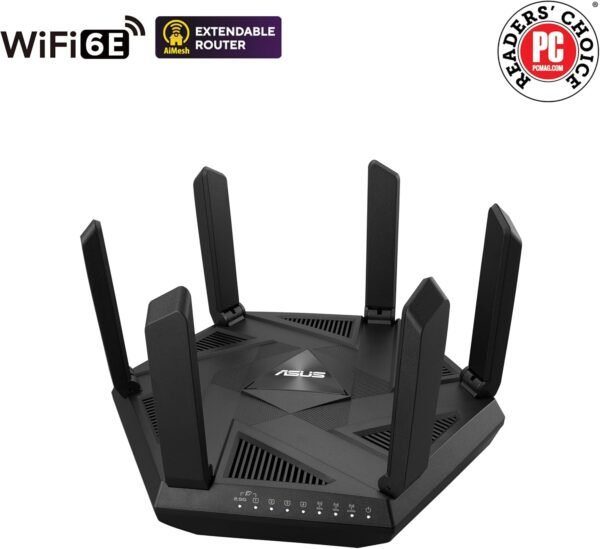 ASUS RT-AXE7800 Tri-band WiFi 6E (802.11ax) Router, 6GHz Band, ASUS Safe Browsing, Upgraded Network Security, Instant Guard, Built-in VPN Features, Parental Controls, 2.5G Port, AiMesh Support