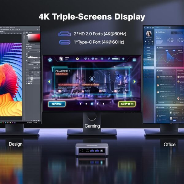 71uhjVTXe9L._AC_SL1500_.jpg Mini PC Computers 13th Intel Twin Lake N150 (Turbo 3.6GHz), 16GB DDR4 RAM 512GB PCIe3.0 SSD, WI6 Desktop Mini Computer with Type-C, RJ45 LAN Ethernet, 4K Triple Display, WiFi5, BT4.2