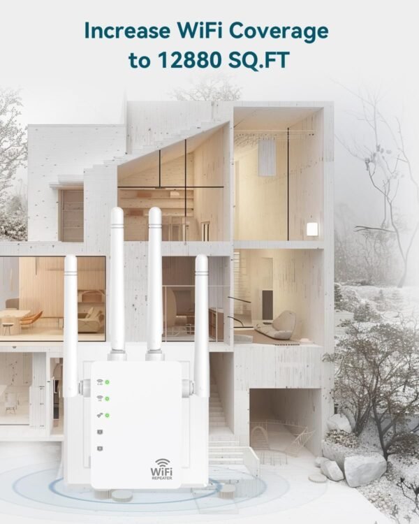 WiFi Extender, WiFi Extender Signal Booster, WiFi Booster, Covers Up to 12880 Sq.ft and 105 Devices, Dual Band Wireless Repeater, WiFi Repeater, WiFi Extenders Signal Booster for Home