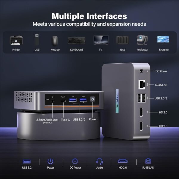 71vq2mEWCjL._AC_SL1500_.jpg Mini PC Computers 13th Intel Twin Lake N150 (Turbo 3.6GHz), 16GB DDR4 RAM 512GB PCIe3.0 SSD, WI6 Desktop Mini Computer with Type-C, RJ45 LAN Ethernet, 4K Triple Display, WiFi5, BT4.2