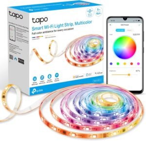 Tapo TP-Link RGBWIC Smart LED Light Strip 16.4Ft, 1000 Lumens, Tapo TP-Link RGBWIC Smart LED Light Strip 16.4Ft, 1000 Lumens, 16M Dimmable Colors, 50 Color Zones, Works w/Apple HomeKit/Alexa/Google Home, Sync-to-Sound, IP44 PU Coating, Trimmable L930-5