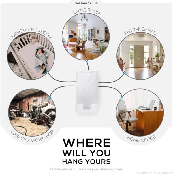 Adhesive Wall Mount for TP Link BE63 (BE1000) WiFi Mesh Router, Easy to Install Holder, Stick On & Screw in Mounting, by Brainwavz