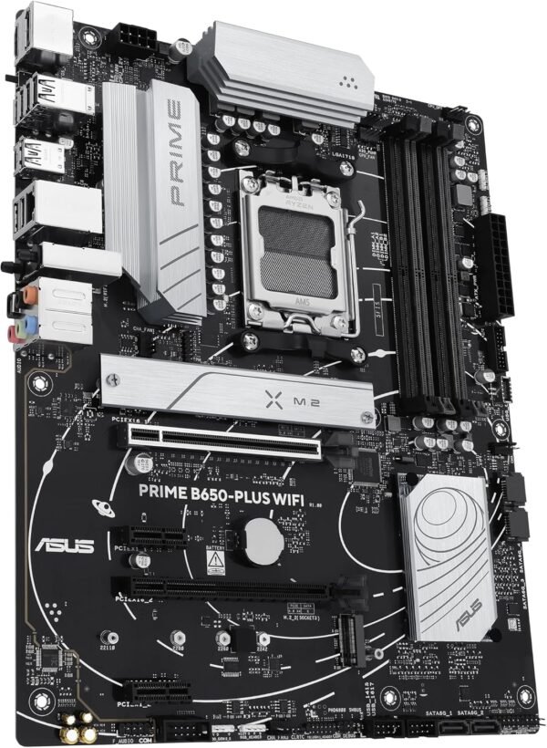 ASUS Prime B650-PLUS WiFi AMD B650 AM5 Ryzen™ Desktop 9000 8000 & 7000 ATX Motherboard, DDR5, PCIe 5.0 M.2, 2.5Gb LAN, WiFi 6E, HDMI™, SATA 6 Gbps, USB Type-C®, BIOS Flashback™, Thunderbolt™ 4 Header