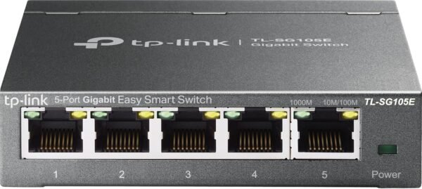 TP-Link 5-Port Gigabit Ethernet Easy Smart Switch | Unmanaged Pro TP-Link 5-Port Gigabit Ethernet Easy Smart Switch | Unmanaged Pro | Plug and Play | Desktop | Sturdy Metal w/Shielded Ports | Limited Lifetime Replacement (TL-SG105E), Black…