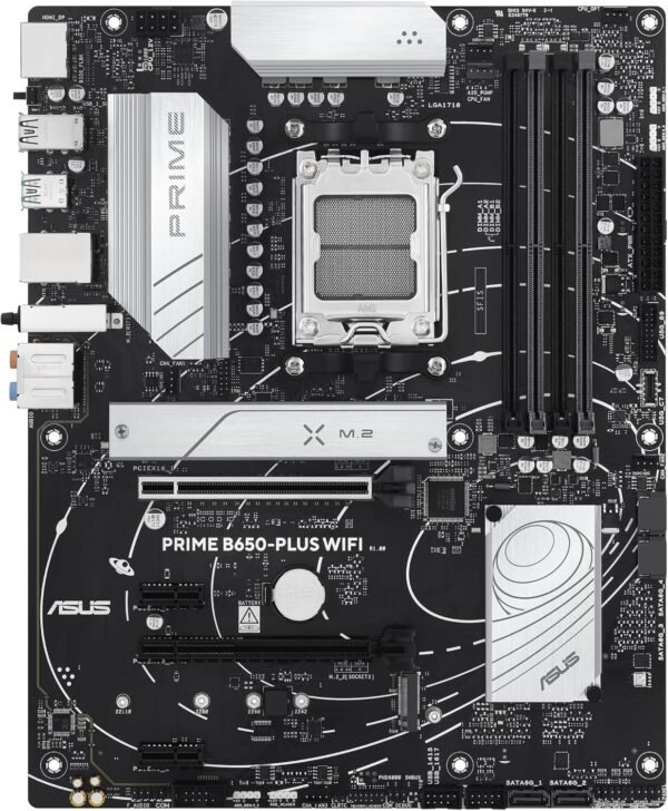 ASUS Prime B650-PLUS WiFi AMD B650 AM5 Ryzen™ Desktop 9000 8000 & 7000 ATX Motherboard, DDR5, PCIe 5.0 M.2, 2.5Gb LAN, WiFi 6E, HDMI™, SATA 6 Gbps, USB Type-C®, BIOS Flashback™, Thunderbolt™ 4 Header