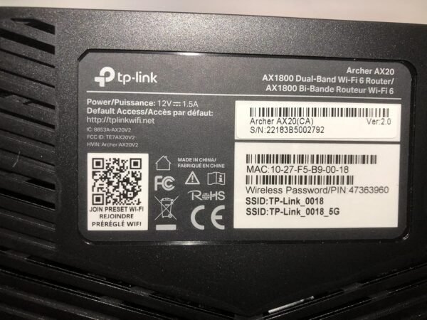 Certified Refurbished TP-Link Archer AX20 AX1800 Smart Dual-Band Wi-Fi 6 Router (Renewed)