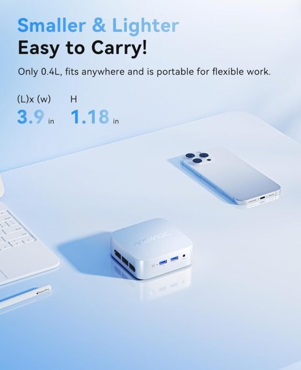 ACEMAGIC Vista V1 Mini Pc Computers, 13Th Gen Intel N150 (Beat N100/N95 Up to 3.6Ghz), 16GB DDR4 RAM 512GB SSD Mini Computer, UHD 4K HDMI DP, Dual WiFi/Bt, Gigabit Ethernet Vesa, Home/Office Micro Pc