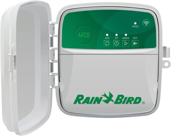 51Xf4Aw3WxL._AC_SL1221_.jpg Rain Bird ARC8 App-Based Indoor/Outdoor Smart Irrigation WiFi Timer/Controller, 8-Zone/Station, EPA WaterSense Certified, Compatible with Alexa