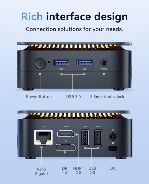 KAMRUI Mini PC Computer, Intel Processor N97 (up to 3.6 GHz), 16GB DDR4 RAM 256GB M.2 SSD, Mini Desktop Computer Support Dual 4K, WiFi, Bluetooth, Ethernet, HTPC for Business, Education, Home