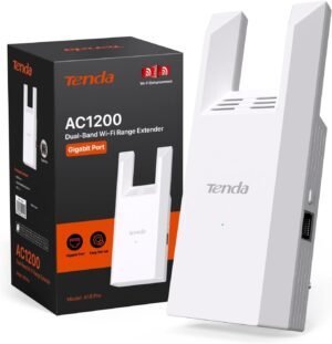 Tenda WiFi Range Extender AC1200 - WiFi Extender with Gigabit Tenda WiFi Range Extender AC1200 - WiFi Extender with Gigabit Ethernet Port, 1.2Gbps Home Signal Booster, Dual Band, Up to 1600 Sq & 32 Devices (A18Pro)