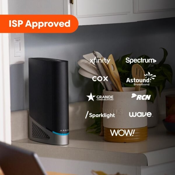 ARRIS (G54) - Cable Modem Router Combo - Fast DOCSIS 3.1 Multi-Gigabit & BE 18000 WiFi 7 Comcast Xfinity, Cox, Spectrum Quad-Band 1, Up to 18 Gbps Max Speed
