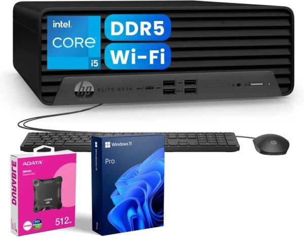 HP Elite 600 Small Form Factor Business Desktop | 13th HP Elite 600 Small Form Factor Business Desktop | 13th Gen Intel 14-Core i5-13500 | 16GB DDR5 | 512GB SSD | HDMI | DP | Wi-Fi | Wired KB & Mouse | Windows 11 Pro | Bundle with ADATA 512GB External SSD