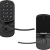 Yale Assure Lever Entry Door Handle with Wi-Fi Connected Physical Keypad, Black Suede Smart Door Lock with Handle, Back-Up Key, ‎YRL216-WF1-BSP