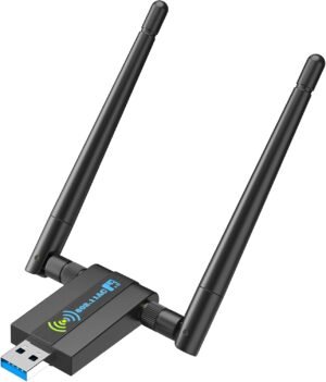 Wireless USB WiFi Adapter for PC: 1300Mbps 5G/2.4G Dual 5dBi High-gain Antennas WiFi Adapter for Desktop PC, Wireless Network Dongle for Windows11/10/7