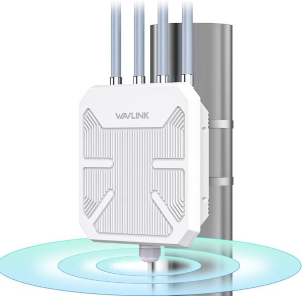 WAVLINK AX1800 Outdoor WiFi 6 Extender, IP67 Weatherproof Outdoor Access Point, High Power Long Range WiFi Extender Signal Booster, 4x8dBi Antennas, Compatible Starlink for Farm, Yard, RV, Campsite