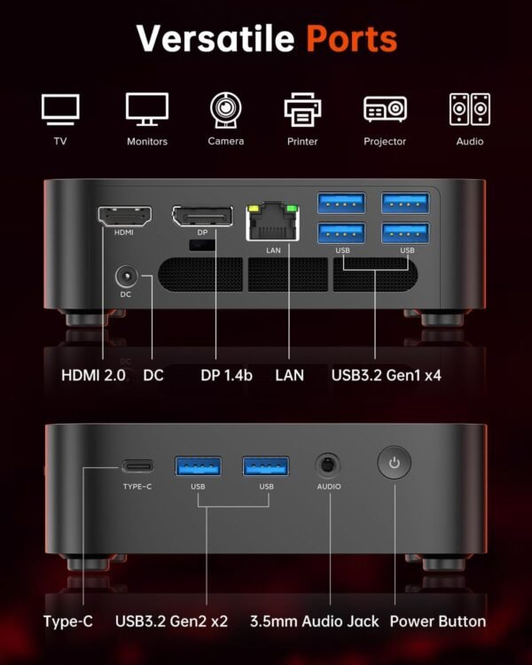 ACEMAGICIAN Kron Mini K1 Mini PC, Ryzen 7 5700U, 16GB DDR4 512GB SSD Mini Computers (8C/16T, up to 4.3Ghz), Light Gaming Desktop 4K Triple Display Mini Desktop Bluetooth/WiFi6/Office