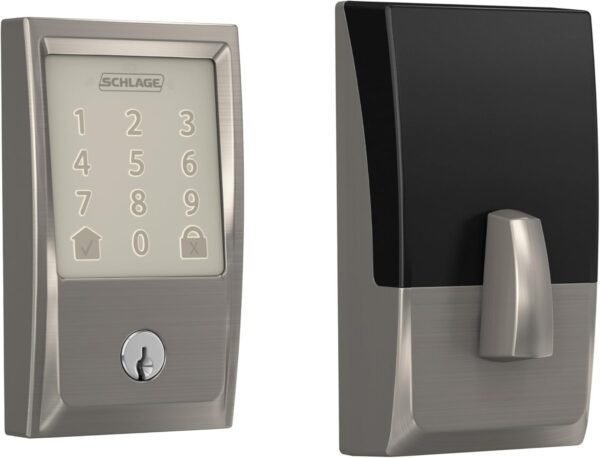 Schlage Encode Smart WiFi Deadbolt Lock for Front Door - Schlage Encode Smart WiFi Deadbolt Lock for Front Door - Keyless Entry with App or Touchscreen - Works with Alexa, Hey Google, & Airbnb - Create Codes for Guests - Satin Nickel Silver