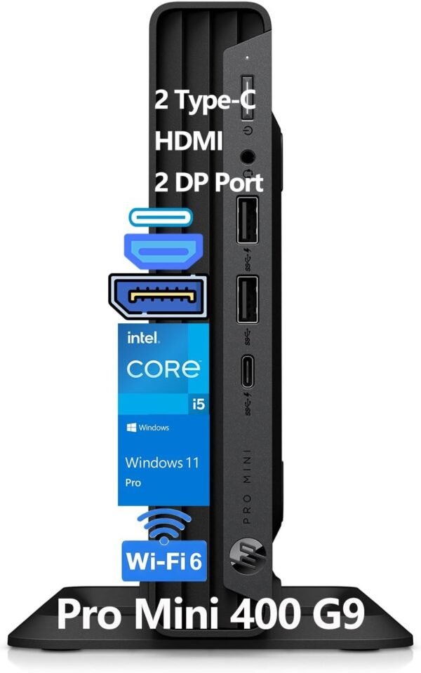 HP Pro Mini 400 G9 Mini PC Business Desktop Computer, HP Pro Mini 400 G9 Mini PC Business Desktop Computer, 16GB DDR4 RAM, 512GB PCIe SSD, Intel 6-Core i5-12500T (Beat i7-11700T), WiFi 6, Bluetooth, 2 Type-C + 2 DisplayPort + HDMI, Windows 11 Pro, Wendbo