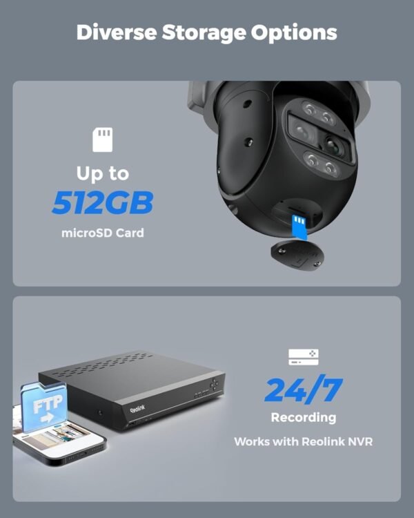 61RfdvNLVOL._AC_SL1500_.jpg REOLINK 4K Wired WiFi Outdoor Camera, 8MP Dual Lens Security Camera, 360 PTZ Camera Auto Tracking, 2.4/5GHz Wi-Fi Smart Person/Vehicle Detection, 6X Hybrid Zoom, Color Night Vision, TrackMix WiFi