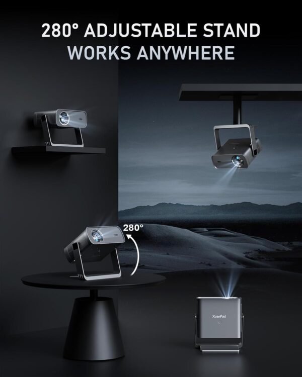 [Netflix Officially & Dolby Audio] XuanPad 4K Projector with WiFi and Bluetooth, Auto Focus & Keystone, 1.1 Short Throw, Smart Home Movie Projector with 280°Adjustable Stand
