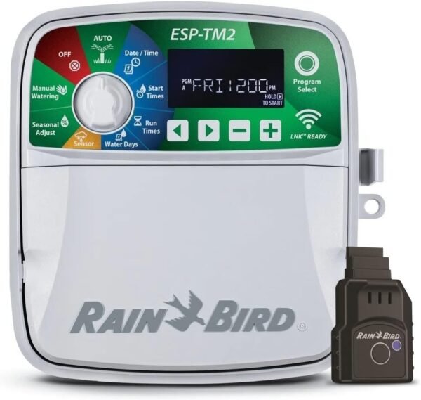 Rain-Bird ESP-TM2 Indoor Outdoor Irrigation WiFi Zone Controller Timer Box Rain-Bird ESP-TM2 Indoor Outdoor Irrigation WiFi Zone Controller Timer Box and Link Lnk WiFi Mobile Wireless Smartphone Upgrade Module Sprinkler System (8 Zone)
