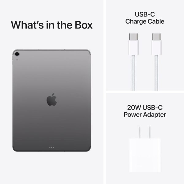Apple iPad Air 13-inch with M3 chip Built for Apple Intelligence, Liquid Retina Display, 256GB, 12MP Front/Back Camera, Wi-Fi 6E + 5G Cellular, Touch ID, All-Day Battery Life — Space Gray