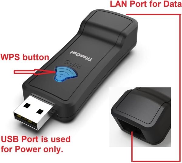 Ethernet LAN to WiFi Bridge Universal Wireless Adapter for PS4, Xbox, Printer, Smart TV, Blu-Ray Player, Game Console, 2.4GHZ RJ45 Cable Extender