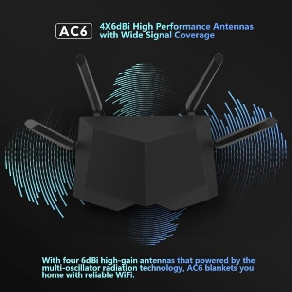 61xC9K4JIML._AC_SL1500_.jpg Tenda AC1200 Smart WiFi Router, High Speed Dual Band Wireless Internet Router with Smart APP, 4 x 100 Mbps Fast Ethernet Ports, Supports Guest WiFi, Access Point Mode, IPv6 and Parental Controls(AC6)