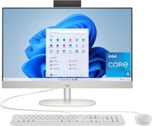 HP 23.8 inch All-in-One Desktop PC, FHD Display, Intel Core HP 23.8 inch All-in-One Desktop PC, FHD Display, Intel Core i5-1334U, 16 GB RAM, 512 GB SSD, Intel UHD Graphics, Windows 11 Home, Shell White, 24-cr0112 (2025)