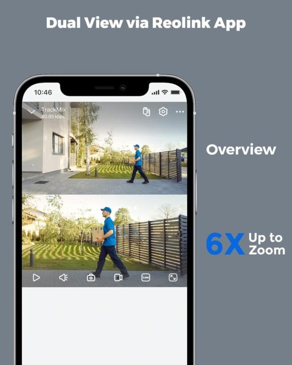 711pW3kHo7L._AC_SL1500_.jpg REOLINK 4K Wired WiFi Outdoor Camera, 8MP Dual Lens Security Camera, 360 PTZ Camera Auto Tracking, 2.4/5GHz Wi-Fi Smart Person/Vehicle Detection, 6X Hybrid Zoom, Color Night Vision, TrackMix WiFi